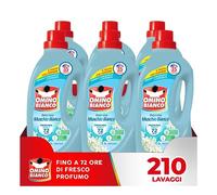 Omino Bianco - Detersivo Lavatrice Liquido, 210 Lavaggi, Rispetta Colori e Tessuti, Fresco Profumo con Essenza di Muschio Bianco, 1400 ml x 6 Confezioni