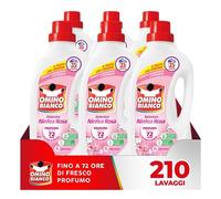 Omino Bianco - Detersivo Lavatrice Liquido, 210 Lavaggi, Rispetta Colori e Tessuti, Fresco Profumo di Ninfea Rosa, 1400 ml x 6 Confezioni