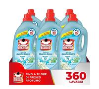 Omino Bianco - Detersivo Lavatrice Liquido, 360 Lavaggi, Rispetta Colori e Tessuti, Fresco Profumo con Essenza di Muschio Bianco, 2400 ml x 6 Confezioni