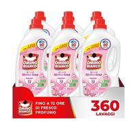Omino Bianco - Detersivo Lavatrice Liquido, 360 Lavaggi, Rispetta Colori e Tessuti, Fresco Profumo di Ninfea Rosa, 2400 ml x 6 Confezioni