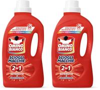 Omino Bianco - Detersivo Lavatrice Liquido Scioglimacchie 2in1, 50 Lavaggi, Rimuove Macchie Difficili, Rispetta Bianchi e Colorati, 2000 ml (Confezione da 2)