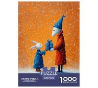 Omino Bianco e Coniglio Jigsaw 1000Pcs Cute Animales Puzzle Classic Adulti Ragazzi Giochi Regalo Per Amore Amico 70x50cm/1000pcs