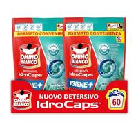 Omino Bianco Idrocaps - Detersivo Lavatrice in Capsule Igiene, 60 Lavaggi, Efficace a Basse Temperature, Profumo Freschezza Alpina, 30 Caps x 2 Confezioni