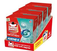 Omino Bianco Idrocaps - Detersivo Lavatrice in Capsule Igiene, 80 Lavaggi, Efficace a Basse Temperature, Profumo Freschezza Alpina, 20 Caps x 4 Confezioni
