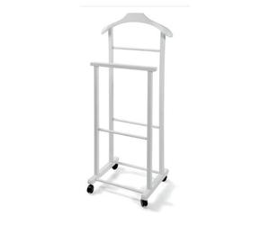 Omino Doppio Indossatore da Camera in Legno Faggio Bianco 43 x 33 x 105 cm