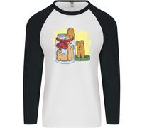 Omino Pan di Zenzero Fuga Divertente Cibo Uomo L/S Baseball T-Shirt