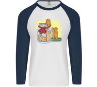 Omino Pan di Zenzero Fuga Divertente Cibo Uomo L/S Baseball T-Shirt