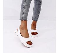 OMIREL 2023 Summer Washable Slingback Ortopedico Slide Sandali Sportivi Sandali Donna Ortopedico con Zeppa Punta Aperta Plateau E Bocca di Pesce Scarpe Comode Cuoio Sandali,Bianca,US5/EU36