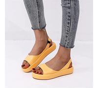 OMIREL 2023 Summer Washable Slingback Ortopedico Slide Sandali Sportivi Sandali Donna Ortopedico con Zeppa Punta Aperta Plateau E Bocca di Pesce Scarpe Comode Cuoio Sandali,Giallo,US9/EU40