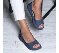 OMIREL 2023 Summer Washable Slingback Ortopedico Slide Sandali Sportivi Sandali Donna Ortopedico con Zeppa Punta Aperta Plateau E Bocca di Pesce Scarpe Comode Cuoio Sandali,Blu,US7/EU38