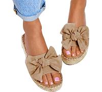 OMIREL Espadrillas da Donna Slip on Sandali con Zeppa Punta Aperta Moda Ortopediche con Fiocco Comode Supporto Arco Antiscivolo Scarpe Spiaggia,Giallo,US6/EU36