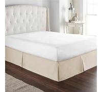 OMIREL Rivestimento per Giroletto Matrimoniale Vestiletto Matrimoniale Coprirete Gonna da Letto Goccia Pieghetta Elastica Singolo/Matrimoniali Mantovana Giroletto,Beige,180 * 200+35cm