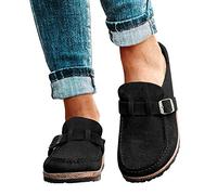 OMIREL Sandali Donna Estivi Zeppa Sandali Mules Traspiranti Ciabatte Ortopedico con Adjustable Strappo Sandali Chiuse Scamosciato Slip On Nero US7 EU38