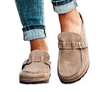 OMIREL Sandali Donna Estivi Zeppa Sandali Mules Traspiranti Ciabatte Ortopedico con Adjustable Strappo Sandali Chiuse Scamosciato Slip on Sandali,Marrone,US7/EU38
