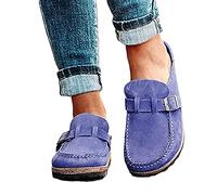OMIREL Sandali Donna Estivi Zeppa Sandali Mules Traspiranti Ciabatte Ortopedico con Adjustable Strappo Sandali Chiuse Scamosciato Slip on Sandali,Viola,US7/EU38