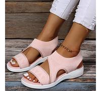 OMIREL Sandali Donna Ortopedico con Adjustable Strappo Sandali Estivi Comode Cuoio Sandali con Zeppa Vintage Moda Scarpe Antiscivolo Scarpe Spiaggia,Rosa,US7/EU38
