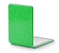 OMIRO Specchio compatto, classico in pelle PU 1X/3X ingrandimento, tascabile ultra portatile per borse e viaggi, 8,5 cm * 6,2 cm (Verde)