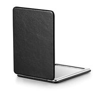 OMIRO Specchio compatto, classico in pelle PU 1X/3X ingrandimento, tascabile ultra portatile per borse e viaggi, 8,5 cm * 6,2 cm (Nero)