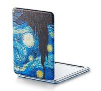 OMIRO Specchio d'ingrandimento 1X/3X, Specchio compatto con pittura unica e pelle PU classica, 8,5 * 6,2cm (Notte stellata)