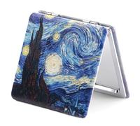 OMIRO Specchio d'ingrandimento 1X/3X, Specchio compatto con pittura unica e pelle PU classica (Notte stellata)