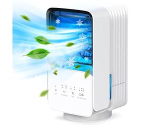 OMISOON Condizionatore Portatile, Raffreddatore d'aria 4 in 1, 120° Oscillazione, 700 ml Mini Condizionatore Portatile, 3 Velocità, 2 Modalità di Nebbia, 7 Luci Colorate, Adatto per da Casa, Ufficio