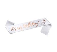 OMISS Fascia in oro bianco e rosa con scritta "It's My Birthday", con scritta "Be The Most Beautiful for Your Birthday" (bianco e oro rosa)