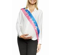 OMISS Sciarpa bicolore blu e rosa per Gender Reveal - Testo: Boy Or Girl? - Perfetto per la futura mamma (ragazzo o ragazza)