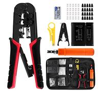 omitium Tester di rete cavo CAT5/CAT5E, kit di riparazione di rete, crimpatura 6P + 8P, riparazione di rete/manutenzione di computer/tester di cavo LAN di rete professionale per RJ45, RJ11