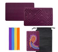 OMJMYY Sensory Activity Board, Scheda di Attività Sensoriale Silicone Fidget Toy con 20 Corde e Borsa da Viaggio, Tavola Sensoriale Bifacciale per Bambini 3+ e Adulti per ADHD Autismo Ansia Stress