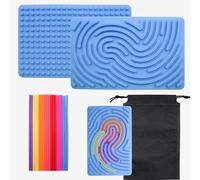 OMJMYY Sensory Activity Board Scheda di attività Sensoriale Silicone Fidget Toy con Borsa da Viaggio e 20 Corde Scheda Sensoriale Fidget per Bambini 3+ e Adulti per ADHD Ansia Stress Autismo