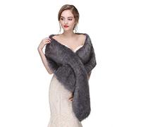 Ommda Donna Invernale Cerimonia Scialle Stola Elegante Sposa di Pelliccia Grigio Intenso