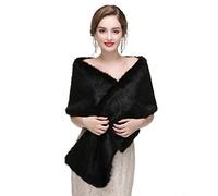 Ommda Donna Invernale Cerimonia Scialle Stola Elegante Sposa di Pelliccia Nero