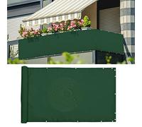 Ommda Paravento Frangivento Balcone Impermeabile 95% Protezione Antipioggia Solare Anti HDPE UV per Protezioni Copertura Balconi con Corda in Nylon e Fascetta,su Misura,185 g/m²,Verde Scuro,0.75x4m
