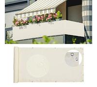 Ommda Paravento Frangivento Balcone Impermeabile 95% Protezione Antipioggia Solare Anti HDPE UV per Protezioni Copertura Balconi con Corda in Nylon e Fascetta,su Misura,185 g/m²,Beige,0.9x3m