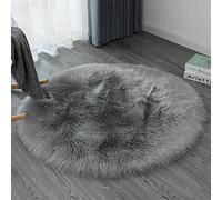Ommda Tappeto Peloso Camera da Letto Lavabile Tappeto Peloso Shaggy Salotto Tondo Tappeto in Pelliccia Sintetica Grigio 70cm