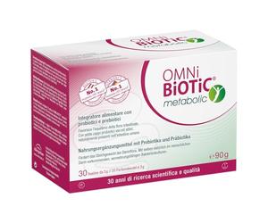 OMNi BiOTiC® metabolic | 30 Bustine da 3 g | Integratore alimentare con probiotici e prebiotici | Per un intestino “in forma”| Polvere | Con 7 Ceppi Probiotici vivi ed attivi | VEGANO | Senza OGM |