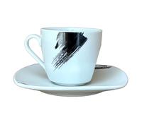 Omniacasa Servizio di Tazzine da Caffè 12 Pezzi per 6 Persone Paint Colore Bianco e Nero Design Moderno in Porcellana Resistente, Lavabili in Lavastoviglie e Utilizzabili in Microonde.