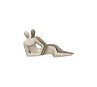 Omniacasa Statuetta Coppia 38cm Ceramica Bianco/Tortora Stile Moderno