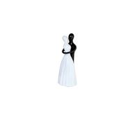 Omniacasa Statuetta Coppia Abbracciata 36cm in Ceramica Bianco/Nero