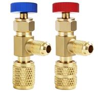 Omnikryp 2 Pezzi Valvole di Sicurezza Refrigerante, 1/4'' 5/16'' Refrigerante Valvola di Carica, per Riparazione di Aria Condizionata, Controllo del Flusso Dell'aria Condizionata