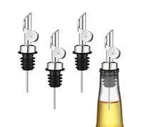Omnikryp 4 Pezzi Beccuccio Olio per Bottiglia, Acciaio Inossidabile Tappo Dosatore Olio, Tappo Vino Salvagoccia con Tappi Antipolvere Sigillati, per Liquore, Vino, Cocktail, Succo, Aceto