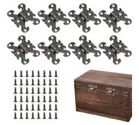 Omnikryp 8 Pezzi Cerniere Antiche, Antiche for Mobili Cerniere, Retrò Cernieres con Viti, Facile da Installare e Ruota, per Restauro Mobili, Decorazione, per Armadi e Porte in Legno (Bronzo）