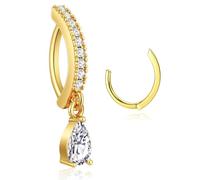Omnikryp Piercing Ombelico, Oro Piercing Ombelico Anallerg per le Donne, 10 mm, Cuerpo con Colgante de Gota de Agua