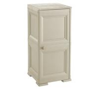 Tontarelli Armadio da esterno Armadietto 1 Anta 1 Ripiano in Resina 40x43x85,5 cm colore Angora Finitura effetto Legno - 8085564 Omnimodus