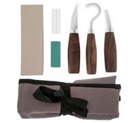 Omninmo Coltelli per intagliare il legno - Strumento per intagliare il legno a mano Dettaglio coltello Gancio Coltello Cucchiaio Coltello Kit di attrezzi con borsa arrotolata per principianti