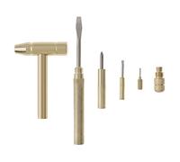 Omninmo Mini martello e cacciavite multifunzione in rame 6 in 1, utensili manuali rimovibili, strumenti di servizio per orologiai, gioiellieri, mangiatori di noci e strumento di riparazione domestica
