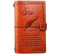 OMNIQI - Diario in pelle personalizzato per ragazzi e uomini, con messaggio di incoraggiamento e incisione, diario di viaggio con scritta "to son", idea regalo per compleanno da mamma, non dimenticare