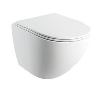 Omnires Ottawa vaso wc con copriwater a discesa lenta sospeso senza brida con scarico a vortice bianco opaco OTTAWACSPMWBM