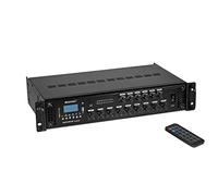 OMNITRONIC MAVZ-240.6P - Amplificatore di miscelazione ELA a 6 zone, lettore MP3 & IR-FB, zone regolabili, 240 W