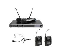 OMNITRONIC UHF-302 Sistema Microfonico UHF-PLL 2 Canali con Trasmettitore e Micr